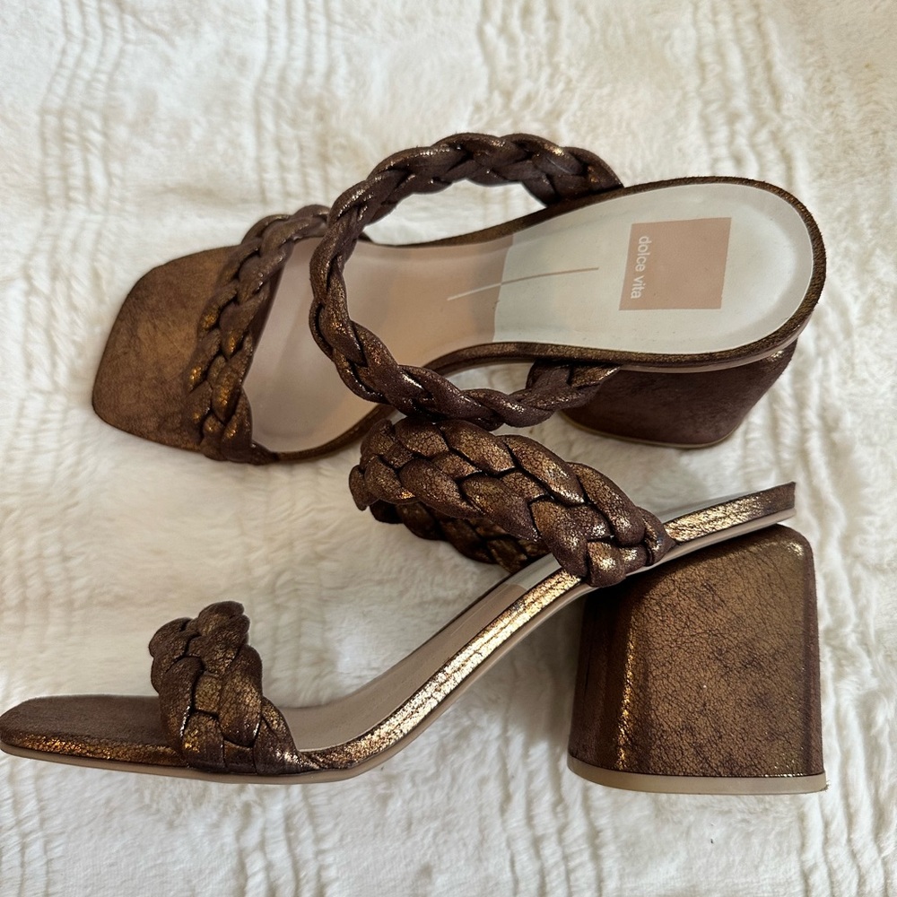 Dolce Vita Women's Metallic Brown Braided Heels